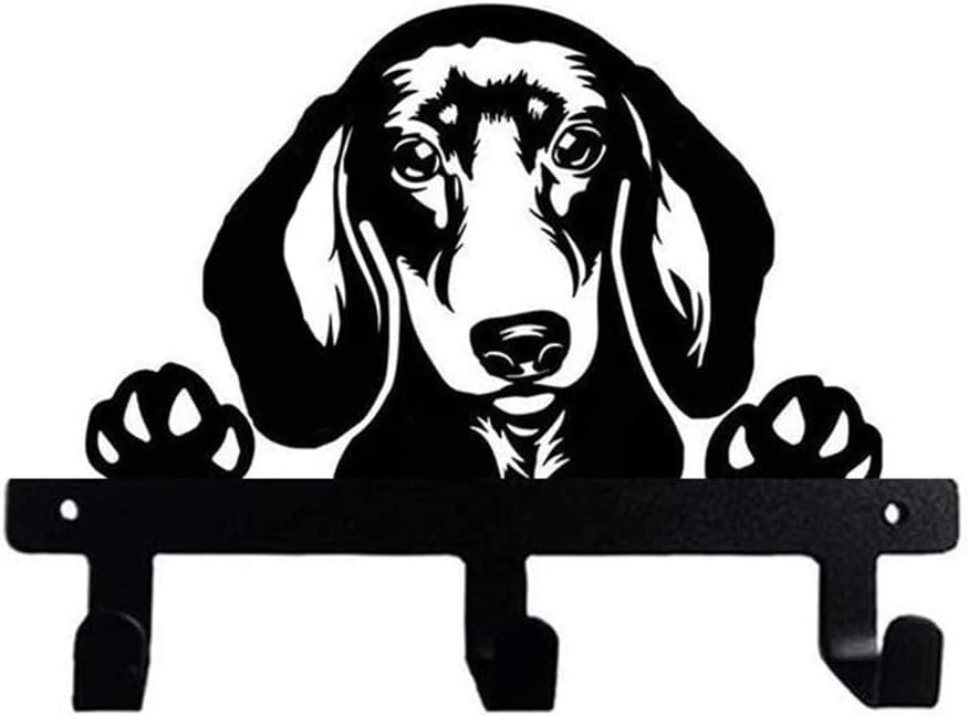 Dachshund Wiener Sausage Dog Shape Peek a Boo Metal Wall Hook for Leash Keys Clothes Towel Kitchen Mudroom Bedroom Bathroom