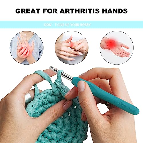 JOZEA Crochet Kits - Ergonomic Handles Crochet Hooks Set in Various Sizes, Accessories Kit with Portable Organizer Bag, Light Green - Image 4