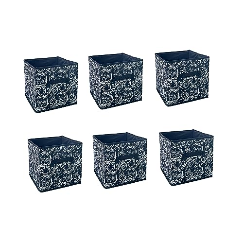 Shonpy Home Storage Box Household Organizer Fabric Cube Bins Basket Container, 6 packs, Black Flower