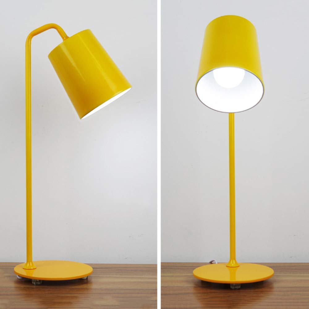 Moderne Eisen Tischlampe Gelb Augenschutz E27 Arbeitsleuchte Lernlampe Leselampe Schlafzimmer Nachttisch Lampe 19 * 25 * 59 Cm