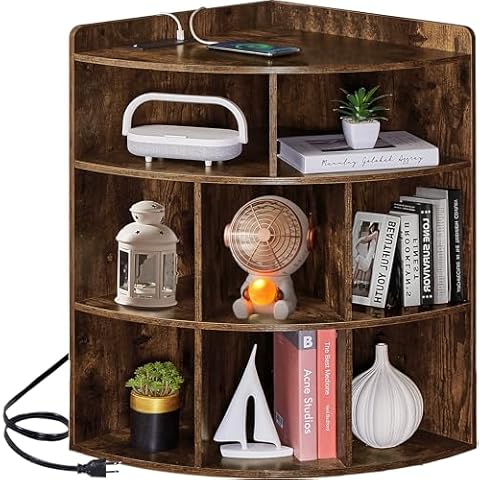 Vecelo Corner Cabinet with Charging Station Cover