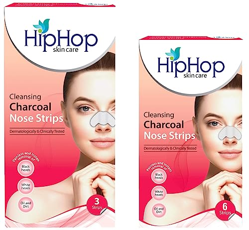 Image of HipHop Skin Care Cleansing Charcoal Nose Strips (6 Strips) & HipHop Skincare Cleansing Charcoal Nose Strips for Women - Blackhead Remover & Pore Cleanser (3 Strips)