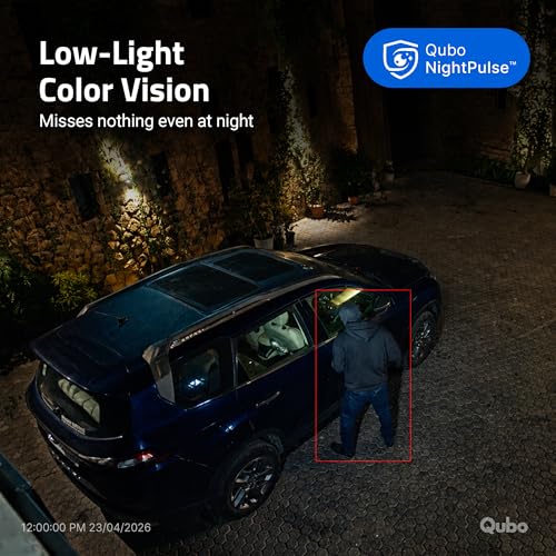 Image of Qubo Smart Bullet Cam Pro 4MP [2026 Edition] by Hero Group | STQC Certified | AI Person Detection | Intruder Alarm | Color Night Vision | App Control | Records Directly on Cloud | No SD Card Required