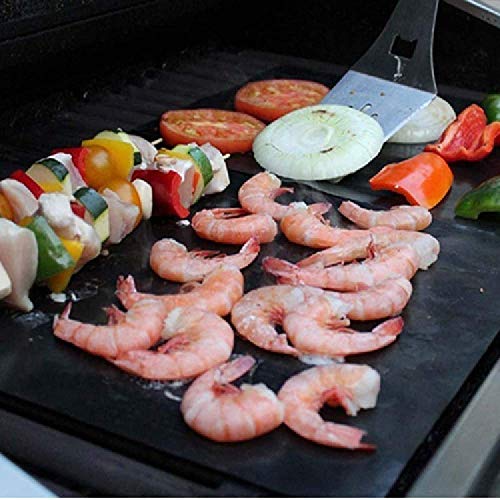 Jsdoin 25mm BBQ Grill Mats Set of 5 Teflon Cooking Mats Non Stick Barbecue Baking Mats Easy to Clean, Barbecue Sheets for Grilling Meat, Veggies, Seafood, Eggs - Thumbnail 5