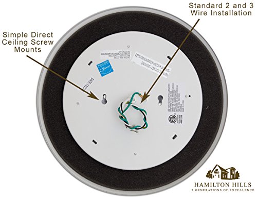 Hamilton Hills Thin Round 12 Inch White Disc Led Ceiling Light Fixture | 3000K Bright White Thinnest Dimmable Flush Mount Ceiling Light | Overhead Direct Wire Lights For Kitchen & Bedroom #TOP4