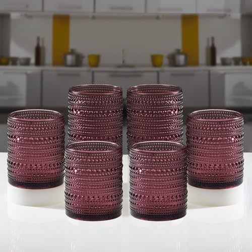 Image of SASASA Vintage Hobnail Bubble Glass Set | Drinking Glasses for Water, Juice, Cocktails | Set of 6, 300ml (11759)