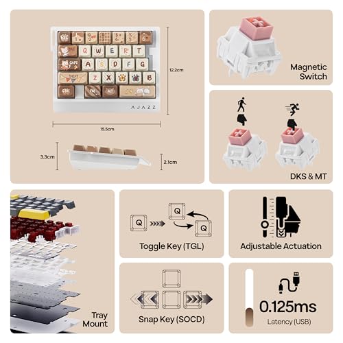 Image of MechLands AJAZZ AK029 One Handed Gaming Keyboard, 8Khz Polling, 29 Keys Rapid Fast Wired Keyboard, SOCD & DKS, Magnetic Switch, Adjustable Actuation, RGB Backlits, Aluminum Plate (White Brown)
