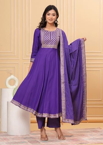 Women Embroidered Kurta set with Dupatta in Rayon fabric Indian Tunic Dress Ethnic Wear Collection For Women2