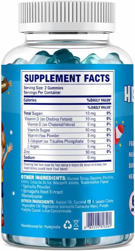 Kids Multivitamin Gummies with Ashwagandha | Immune, Mood & Focus Support – Non-GMO, Natural Fruit Flavors, Low Sugar | 60 Gummies