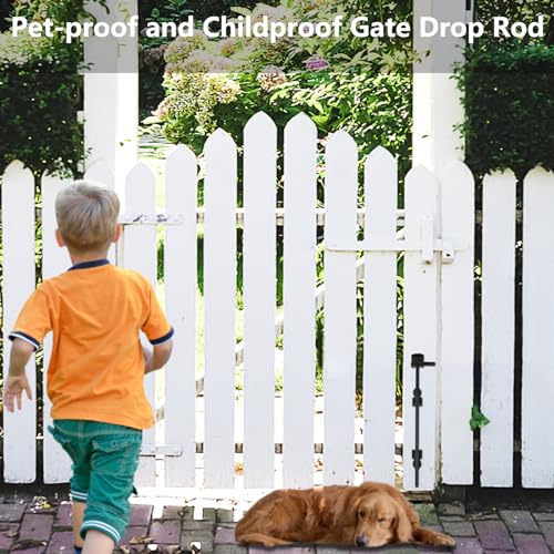 Gezen 18\" Heavy Duty Cane Bolt Drop Rod, Designed for Wooden Fences Metal Vinyl Gates Doors, Drop Pin for Holding Gate to The Ground, Black Finish, 2 Pack
