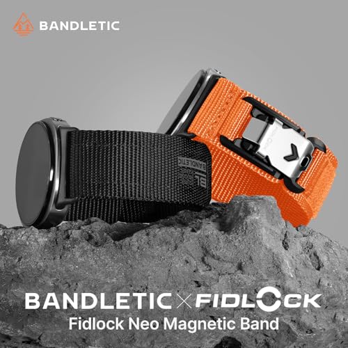 Image of Bandletic Nylon Band Compatible with Samsung Galaxy Watch 8 40mm 44mm / Watch 8 Classic 46mm 2025, No Gap Soft Breathable Replacement Strap for Men Women with Magnetic Fidlock V-Buckle,Black M