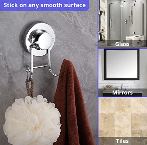 Home So Suction Cup Hooks For Shower, Bathroom, Kitchen, Glass Door, Mirror, Tile – Loofah, Towel, Coat, Bath Robe Hook Holder For Hanging Up To 15 Lbs – Rustproof Chrome Stainless Steel (2-Pack) #TOP2