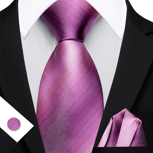 Image of Barry.Wang Plaid Ties for Men Silk Necktie Handkerchief Cuff Links Set