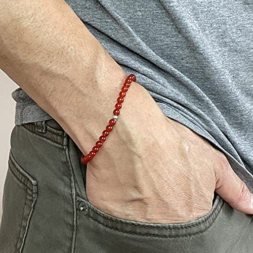 Mini Red 'Fire' Agate Gemstone 4Mm Energy Bracelet - Yoga Intention Meditation #TOP1