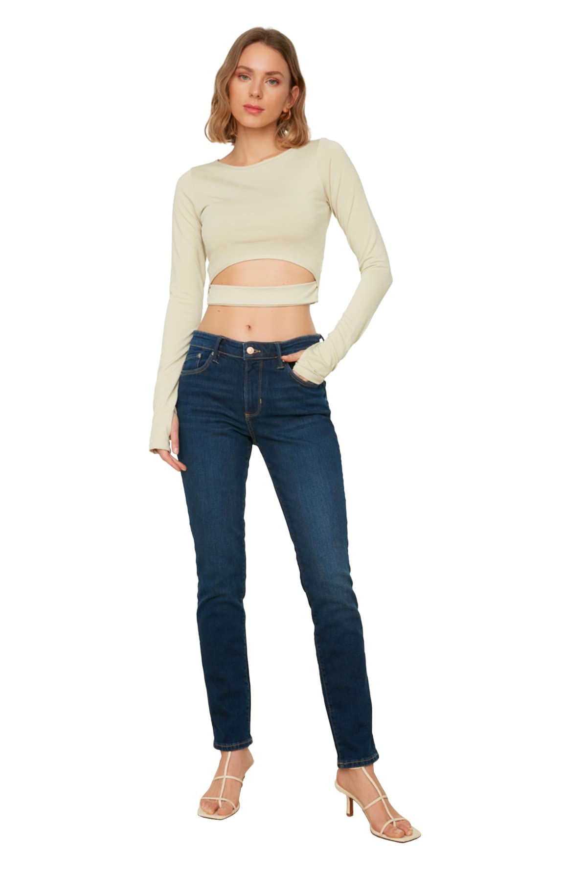 Trendyol Damen Blau E Hohe Taille Skinny Jeans, 34