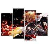 Anime Demon Slayer Kimetsu No Yaiba Poster Rengoku Kyoujurou Poster Print on Canvas Painting for...