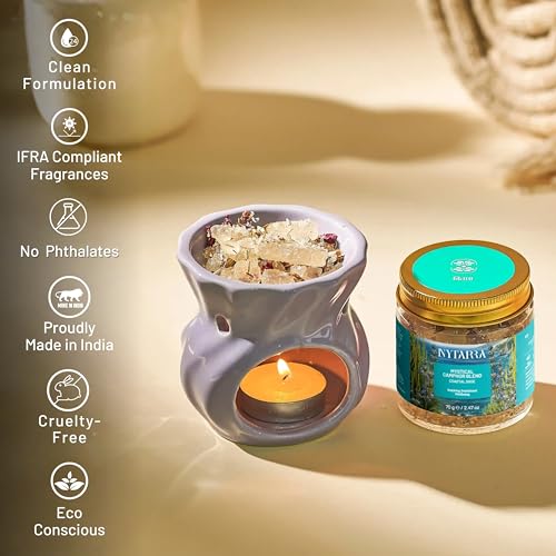 Image of Nytarra Mystical Camphor Blend - Coastal Sage 70g | Original Pure Camphor Infused with Herbs & Spices | Diffuser-Friendly Botanical Blend | Clean Aroma | Modern Twist on Traditional Puja Rituals