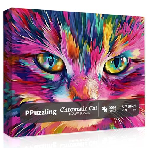 Cat Puzzle for Adults 1000 Pieces and Up, Funny Kitten Animal Puzzle 1000 Pieces, Colorful Kitty Jigsaw Puzzle as Cat Lovers, Hard Challenging Puzzles for Adults
