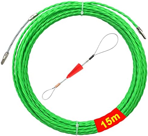 Akuoly Fish Tape 49FT Wire Fishing Tools Cable Pulling Wire 4.5mm Diameter, Ideal for Cable Runs 15m