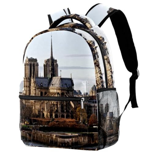 Sac à dos d'école motif Paris multicolore à grande capacité