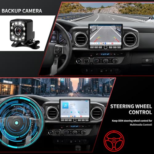 Image of QLED Radio for Toyota Tacoma Upgrade 2016-2023, Carbon Fiber Style,Touch Screen Stereo Replacement,Wireless Carplay Android Auto, 4G Network