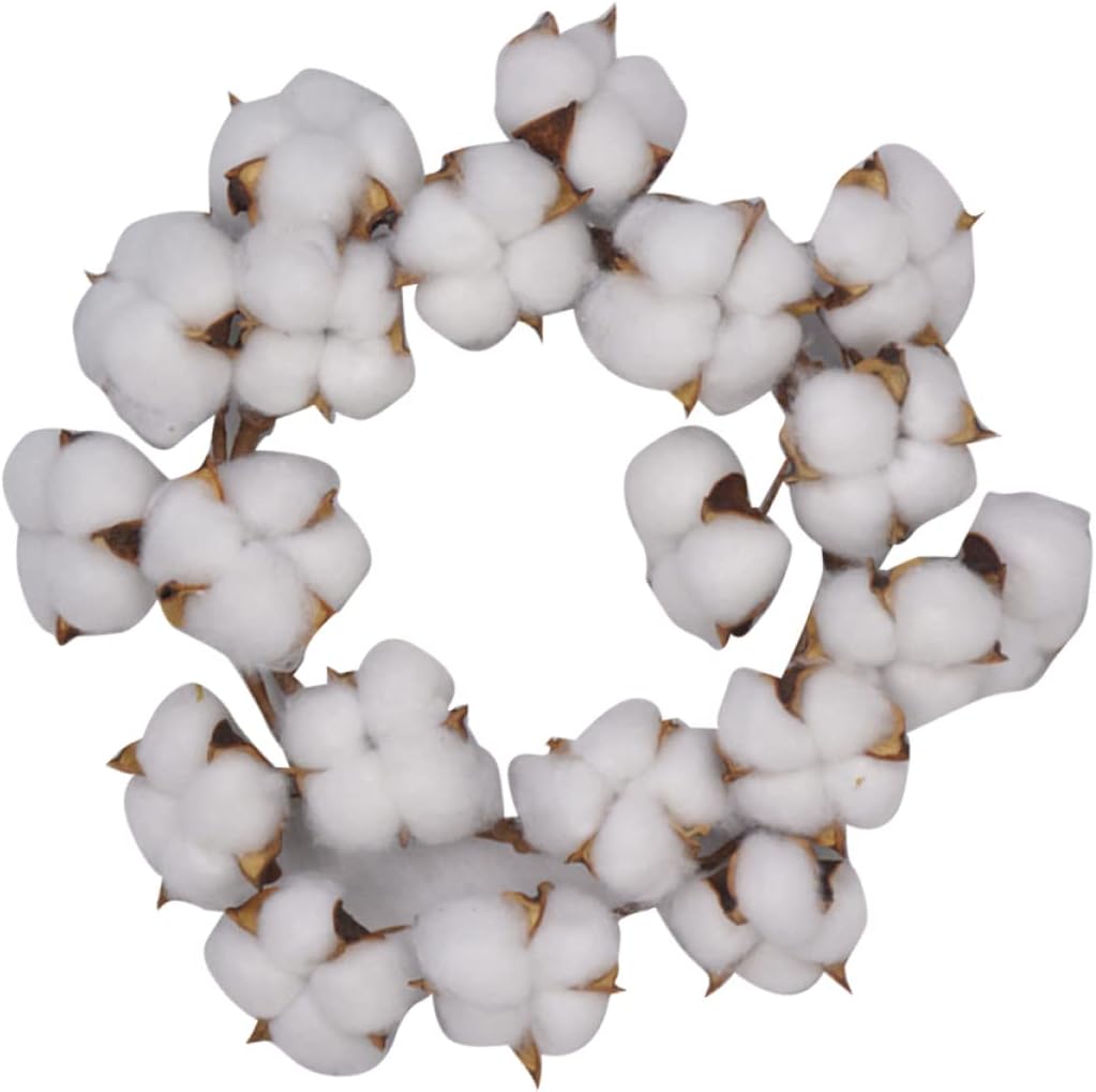 BESTOYARD 10-Inch Cotton Flower Garland Dried Wreath for Wall Door Window Decor Small Round Artificial Flower Garland for Farmhouse Wedding Party Home Decoration
