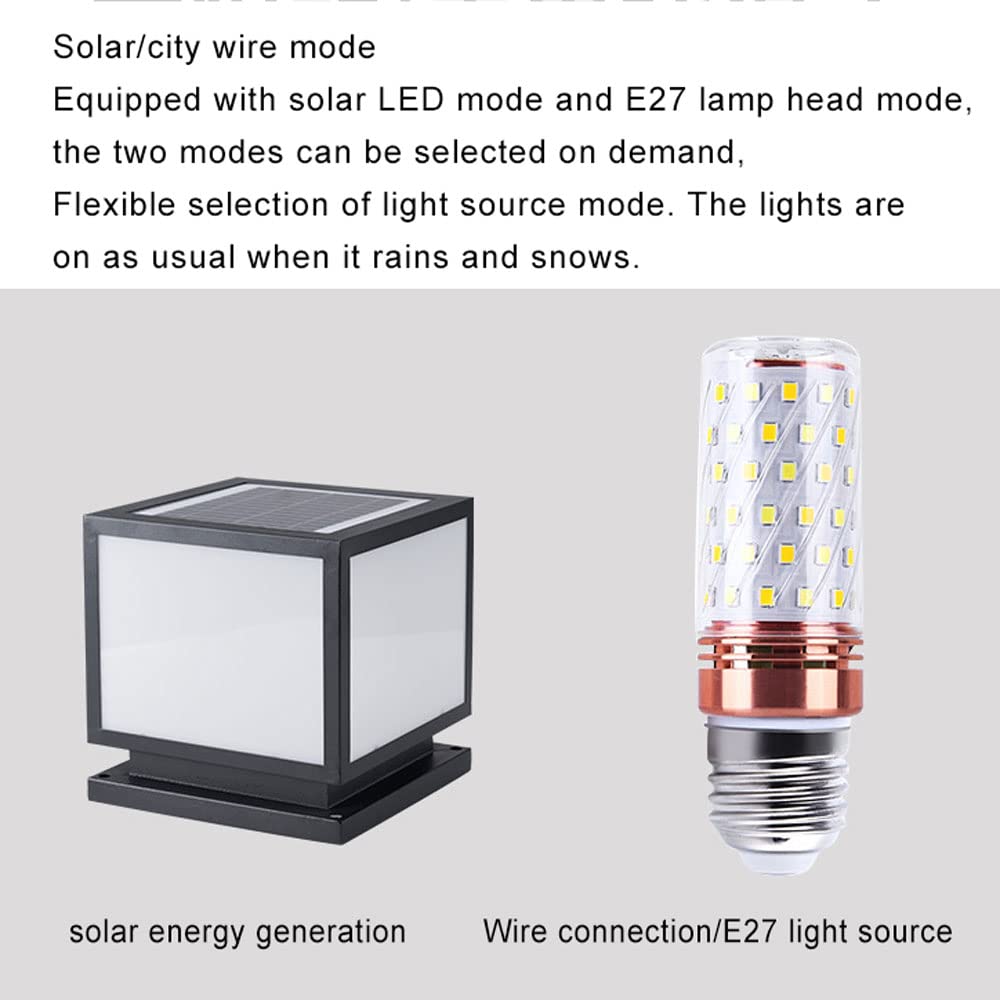 Lampada da Esterno Solare per palo con Montaggio su molo IP55 Luci da molo Impermeabili in Acciaio Inossidabile per Luce tricromatica da Giardino con Prato erboso