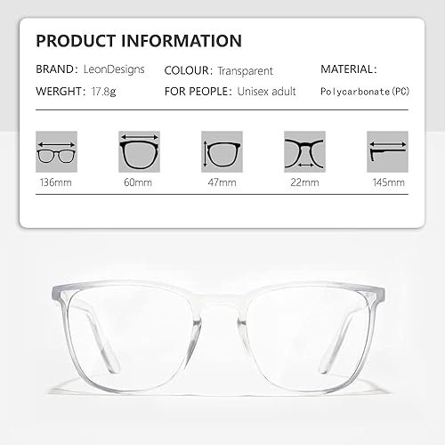 Miniatura 3 de Lentes de seguridad LeonDesigns con estilo único, antivaho, bloquean la luz azul (cuadrado blanco)