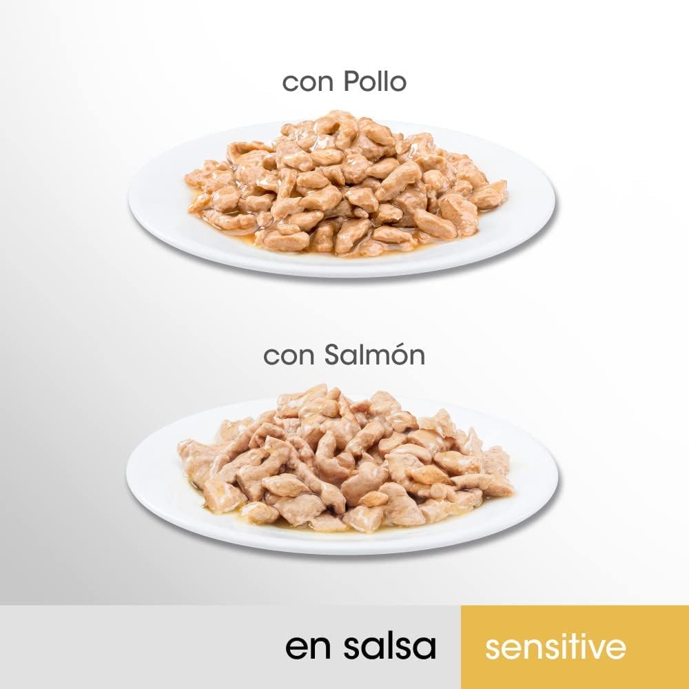 Sensitive Comida Húmeda para Gatos Esterilizados Sabor Pollo y Salmón (13 Paquetes x 4 bolsitas x 85g)
