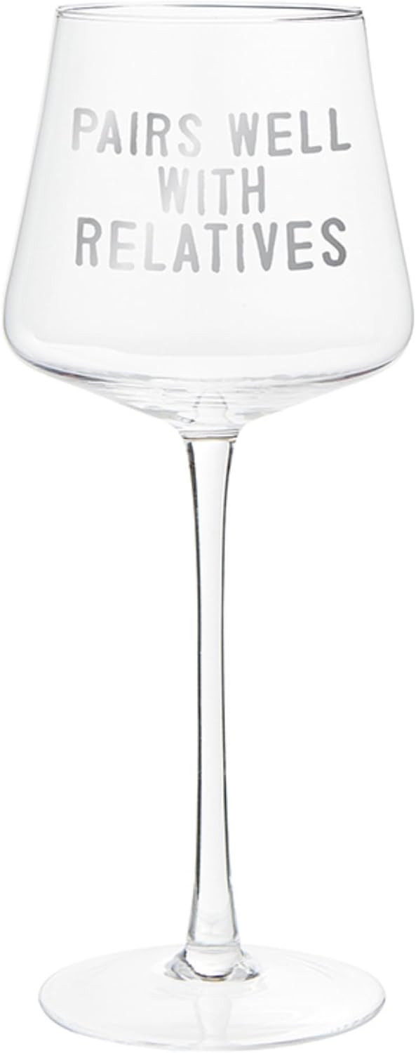 Santa Barbara Design Studio Christmas Long Stemmed Wine Glass With Gift Box, 15-Ounce, Pairs Well with Relatives