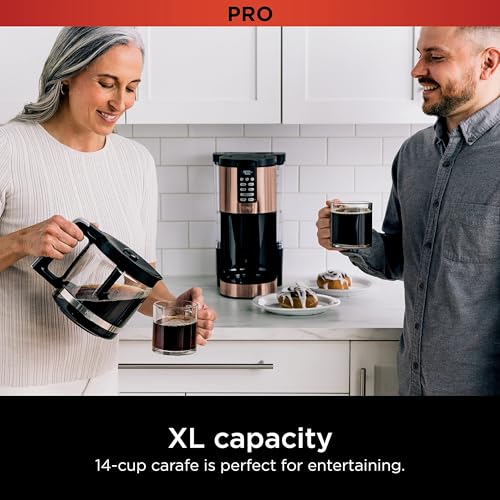 Ninja Programmable XL 14-Cup Coffee Maker PRO with Permanent Filter, 2 Brew Styles Classic & Rich, Delay Brew, Freshness Timer & Keep Warm, Dishwasher Safe, Copper, DCM201CP