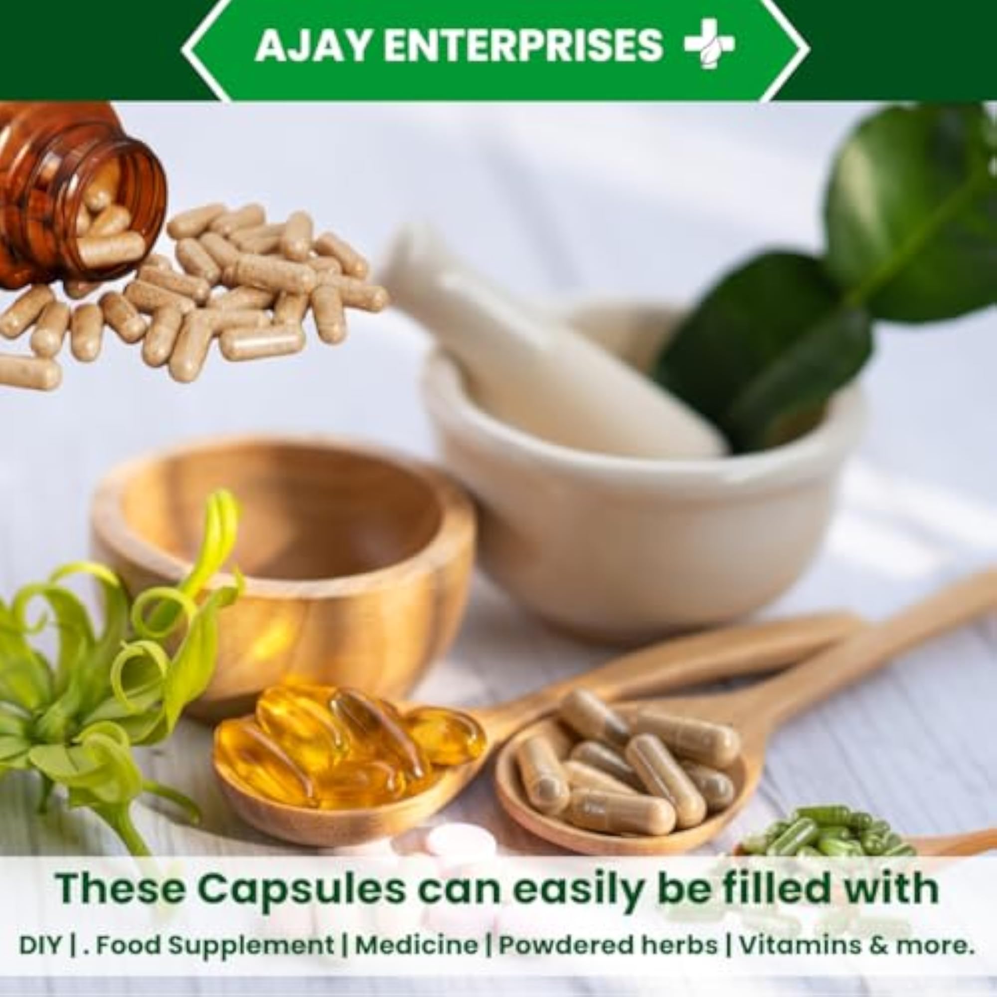 Ajay Enterprises Empty Gelatin Capsules, Size 0 (Pack of 2000)