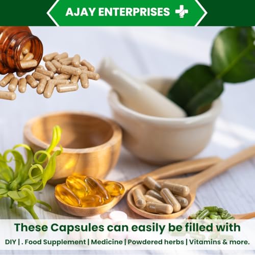 Image of AJAY ENTERPRISES Empty Gelatin Capsules, SIZE 0 (500 MG) (Pack of 500) (CTCT, SIZE 0 (500 MG))