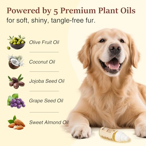 Image of Dog & Cat Fur Oil & Coat Conditioning Spray - Leave-In Detangler & Conditioner Reduces Shedding with Coconut & Jojoba Oil - Natural,Alcohol-Free - Soft, Shiny Fur for Doodles, Poodles & Toy Breeds