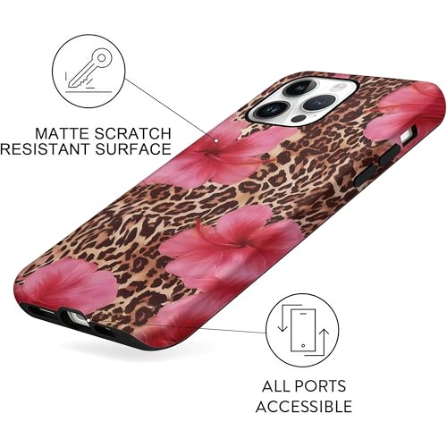 Coque iPhone 15 Pro antichoc hybride léopard rose floral