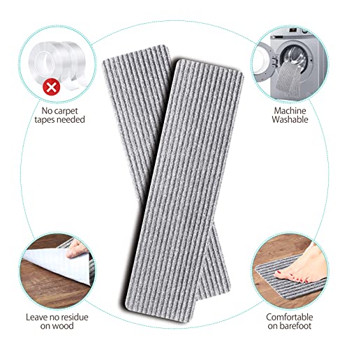 Tostair Non-Slip Stair Treads For Wooden Steps,8" X 30" (15-Pack), Pre-Applied Adhesive, Anti Slip Indoor Staircase Carpets Runners Rugs Safety For Elders, Kids And Dogs,Light Grey #TOP5