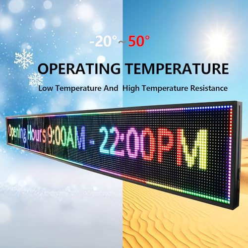 Image of P10 Programmable LED Sign Outdoor, RGB Full Color Scrolling LED Sign with 4000CD /㎡ High Brightness, WIFI Control Open Welcome Led Digital Display for Business Advertising, Store, 115 inchx 14 inch