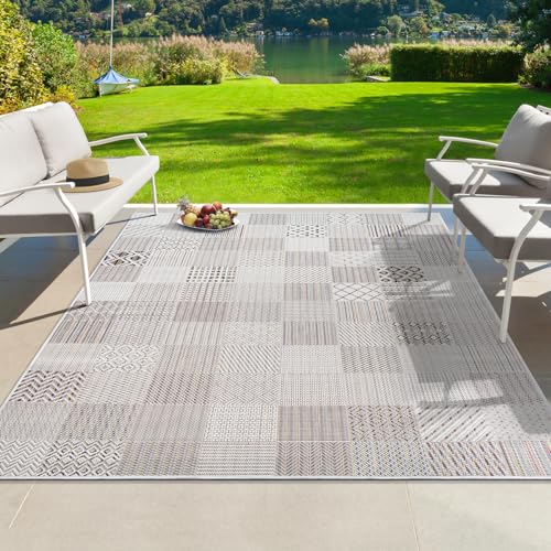 the carpet Lagos robuster Outdoor Teppich, modern, Wetterfest & UV-beständig, für Balkon, Terrasse und Wintergarten, Aber auch für die Küche geeignet, flachgewebt, Creme 1, 200 x 290 cm
