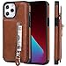 Produktbild Wallet Case für iPhone 12/12 Mini/12 Pro/ 12 Pro Max, Eingebaute 2 Kreditkarteninhaber Und Münzbörse, Glattleder Vollschutzabdeckung,Braun,for iPhone12
