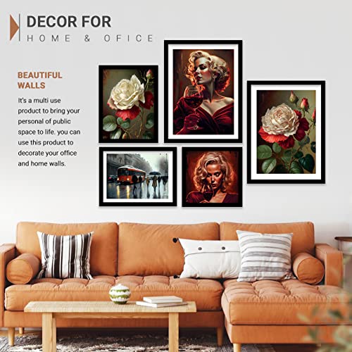 Image of kotart Paintings Modern Art Framed Painting for Bedroom Living Room - Framed Wall Posters /Paintings with Frame - Painting for Wall Decoration - Gallery Wall Decor (Red, Framed) Set of 5 (Art 10)