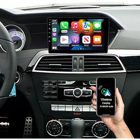 Android Car Radio Upgrade for Mercedes-Benz C-Class W204 (2011-2014) with OEM Radio, 9" IPS Display Wireless Carplay Android Car, Navigation Bluetooth 2G+32GB Quad-Core Cover