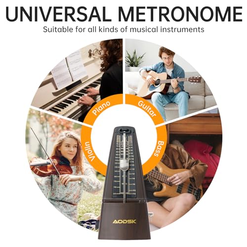 image for AODSK Mechanical Metronome Black Universal Metronome for Piano Guitar 