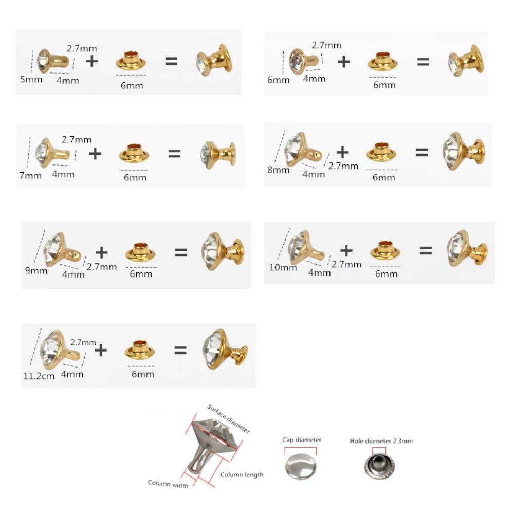 NBEADS 200 Set di Rivetti in Strass in Ottone, Borchie in Ottone con