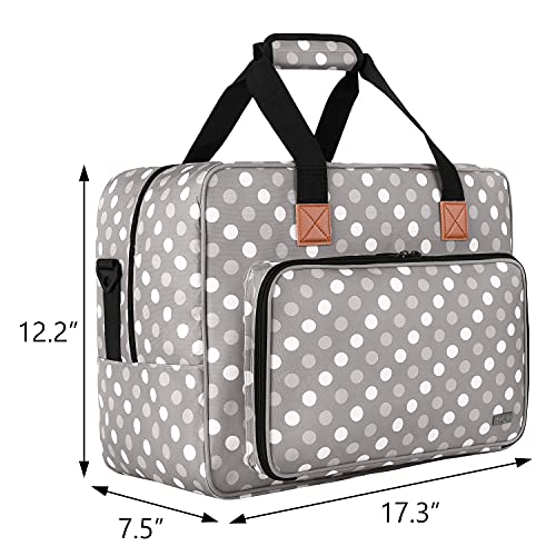 Luxja Sewing Machine Bag, Portable Tote Bag Compatible With Most Singer, Brother Sewing Machines And Extra Sewing Accessories, Gray Dots #TOP5