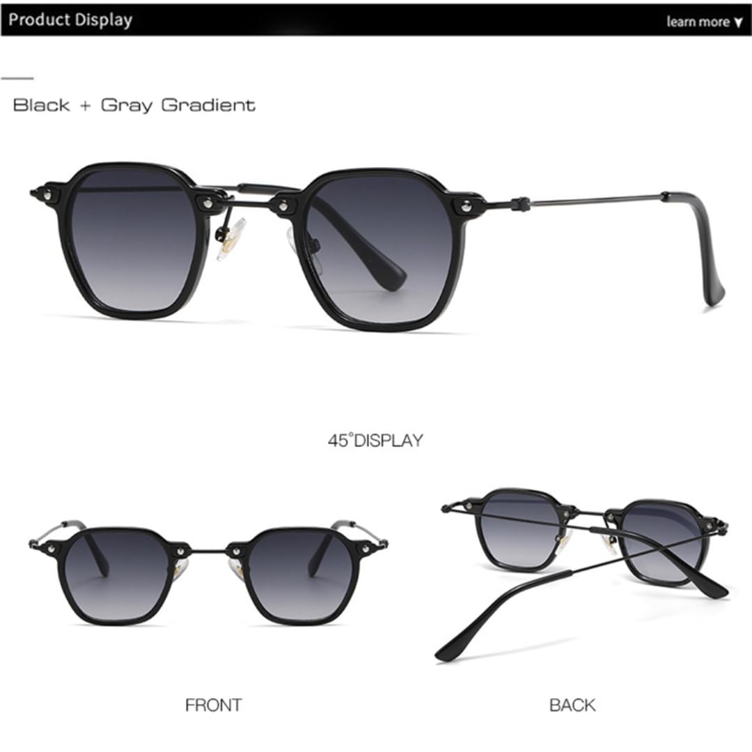 Occhiali da sole da uomo alla moda in stile punk con lenti sfumate trasparenti, protezione UV400, occhiali da sole da donna in stile retrò con rivetti.