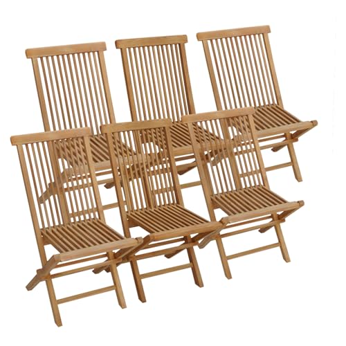 Happy Garden Lot de 6 chaises de Jardin Pliantes en Teck Lombok.
