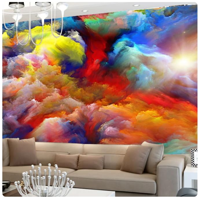 Papier peint intissé panoramique ciel coloré pour chambre parentale