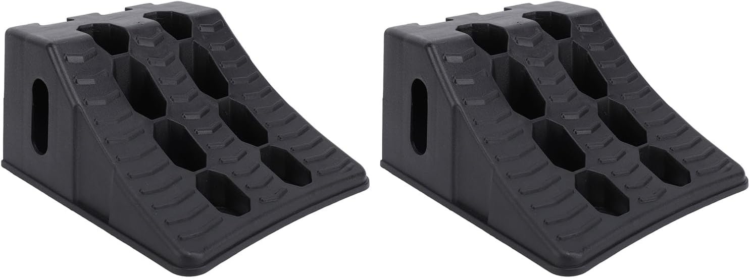 Wheel Chock Heavy Duty, 2PCS HDPE Anti Slip Wheel Wedge for RV Trailer Truck - Weatherproof Design, High Stability, Easy Carry for Travel and Outdoor Use