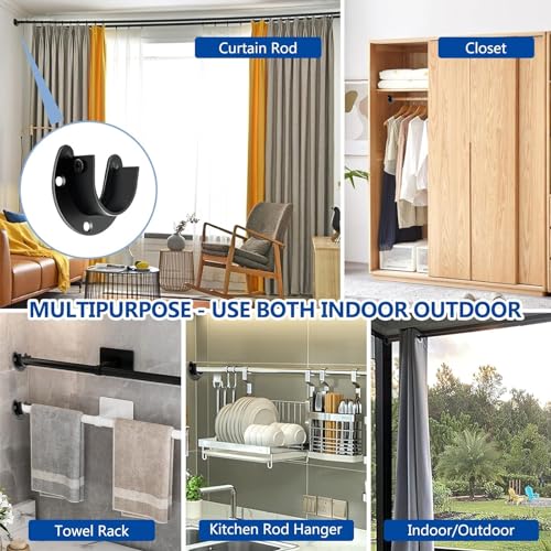 ChAusa 2 Stück Rundrohr Halterung, Edelstahl Kleiderstangenhalter 32mm, Kleiderstangen Halterung Schrank, mit Schrauben für Kleiderschrankhalterung, Gardinenstange, Kleiderstange (Schwarz)