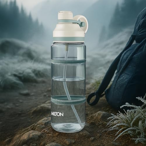 Image of MILTON Fuel 1000 Sipper Water Bottle 1 Litre | BPA Free Plastic Water Bottle for Adults | 100% Leak Proof | Removable Straw | Gym Bottle | Sports & Office Use | 997ml, White